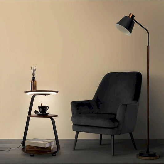 Modern Nightstand with Wireless Charger and LED Lights